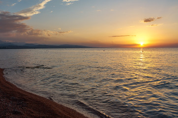 sunset on the Issyk-Kul lake