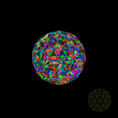Abstract crystal sphere. Isolated on black  background. Vector colorful illustration.