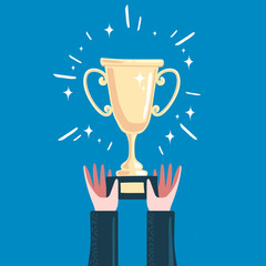 Trophy cup, award, vector icon in flat style