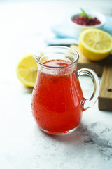 Homemade refreshing red berry drink