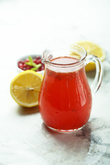 Homemade refreshing red berry drink