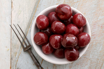 tinned red cherries