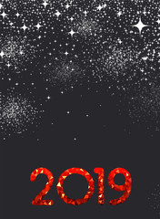 Grey New Year background with red mosaic 2019 sign.