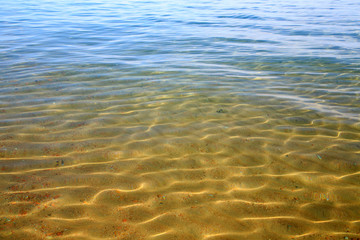 Blue clear water. Sea, lake, sun, beach, vacation Background for inserting images and text....