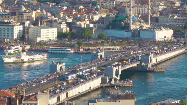 The Galata Bridge in Istanbul - Fatih, Turkey. Zoom in