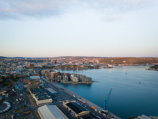 Obraz premium Evening aerial view on Aker Brygge and Filipstad in Oslo, Norway
