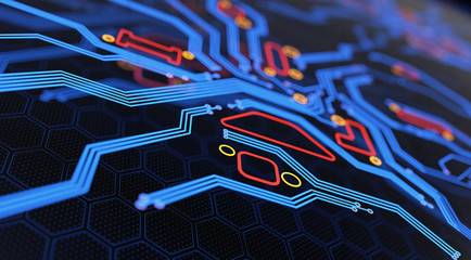 Digital Circuit Board Abstract Background. 3D illustration
