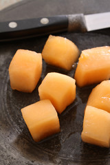 diced cantaloupe melon