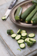 preparing baby courgette