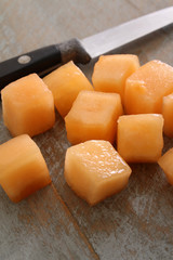 diced cantaloupe melon