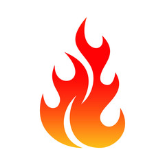 Fire flame symbol. Colorful icon isolated on white background. Fire flame silhouette. Simple sign. Vector illustration.