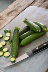 preparing baby courgette