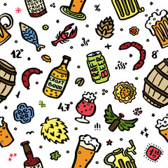 Craft beer hand drawn elements pattern