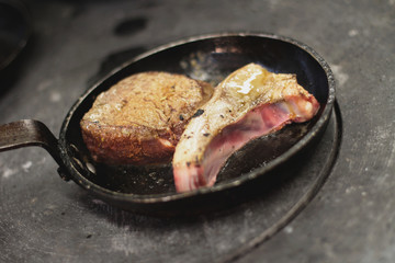 chef preparing steak