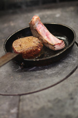 chef preparing steak
