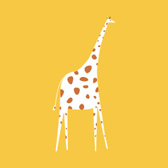 Cute giraffe illustration on yellow background
