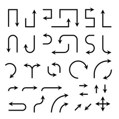 Arrows set. Black flat signs