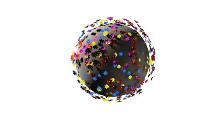 Obraz premium Miniature 3d planet of small color flowers isolated on white background