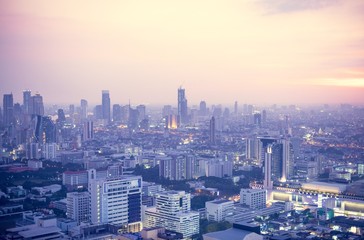 Fototapeta premium View of Bangkok City at sunset