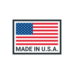 Made in USA badge with USA flag elements. Vector illustration