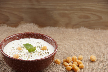 National Turkish soup of chickpeas and yogurt