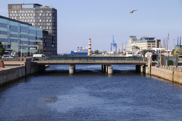 Fototapeta premium Malmö, Panorama, Stadtbild, alter Leuchtturm 