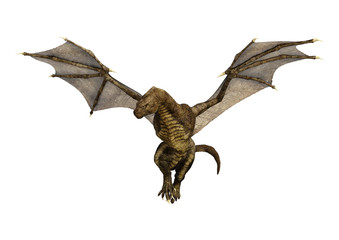 3D Rendering Fantasy Dragon on White