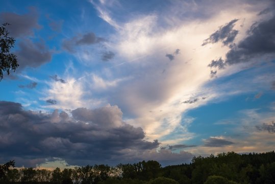 Sky with clouds in sunset.