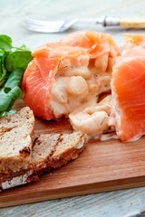 prawn filled smoked salmon parcels