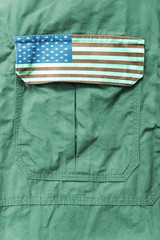 American flag on military uniform background