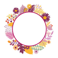 Autumn floral frame template