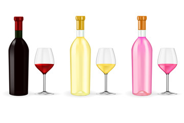 Bottles of wine with glasses