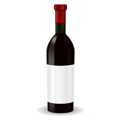 Bottle of red wine. With blank label