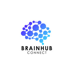 digital brain. brain hub logo design. brain connection logo