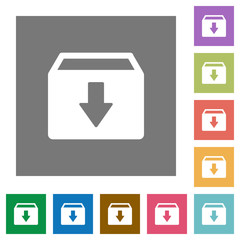 Archive square flat icons