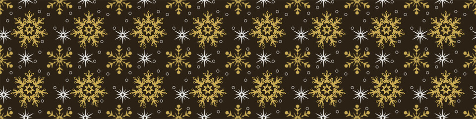 Fototapeta na wymiar Dark Christmas background with snowflakes, seamless pattern, Christmas wrapping paper