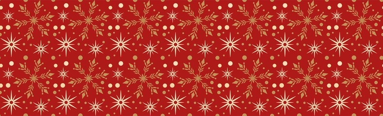 Red Christmas background with snowflakes, seamless pattern, Christmas wrapping paper