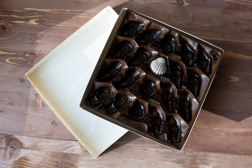 the last candy in the box in the shape of a shell