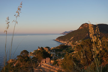 Scenic view over the landscape of mallorca cliff coast