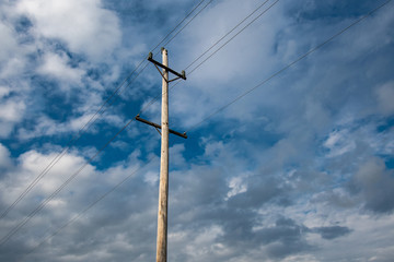Electric pole on a blue sky
