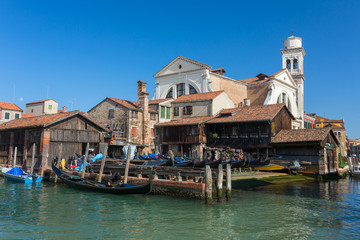 Fototapeta na wymiar Squero di San Trovaso. Workshop for making gondolas in Venice, Italy