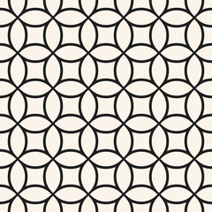 Naklejka premium Monochrome vector seamless pattern with circular mesh, grid, net, lattice