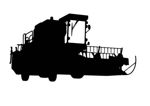 Silhouette Of Combine Harvester Vector