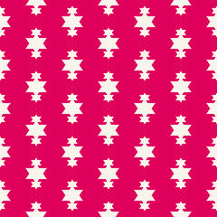 Vector red Christmas background. Geometric seamless pattern with star shapes