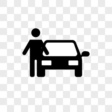 Man with Car vector icon on transparent background, Man with Car icon
