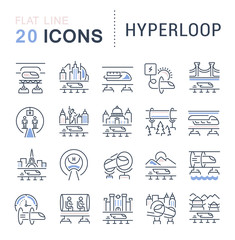 Set Vector Line Icons of Hyperloop.