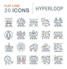 Set Vector Line Icons of Hyperloop.