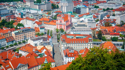 Fototapeta na wymiar City of Ljubljana panoramic view, capital of Slovenia