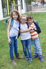 pupils in front of the school