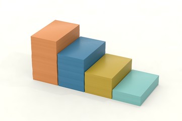 Color paper stack 3d illustration. Paperwork. Office routine.